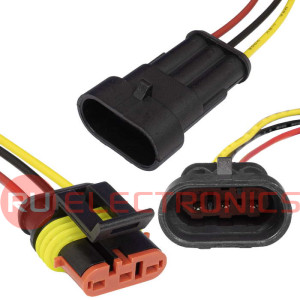 SuperSeal 1.5, 3PIN MF (18AWG 20cm), RUICHI Комплект разъёмов, 24В, 3 конт., провод 200 мм, IP66