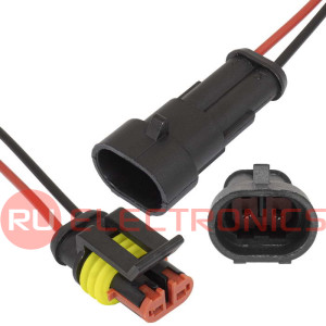 SuperSeal 1.5, 2PIN MF (18AWG 20cm),  RUICHI Комплект разъёмов, 24 В, 2 конт., провод 200 мм, IP66