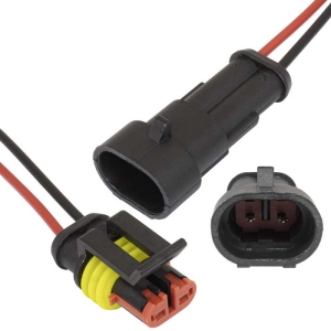 Разъем RUICHI SuperSeal 1.5, 2pin MF (18AWG 20cm), 2 контактакта, провод 200 мм
