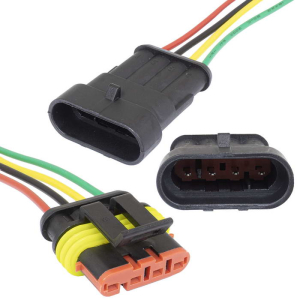 Разъем RUICHI SuperSeal 1.5, 4pin MF (18AWG 20cm), 4 контактакта, провод 200 мм