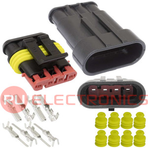 SuperSeal 1.5, 4PIN MF, RUICHI Комплект разъёмов, 24В, 4 конт., IP66