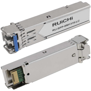 SFP модуль RUICHI RU-SFP-SM1310-LC  Два волокна Single Mode. Скорость: до 1,25 Гбит/c. Тип  разъема: 2xLC. Расстояние передачи - до 20км. Рабочая длина волны,нм - Tx:1310/Rx:1310.  Поддержка DDM.