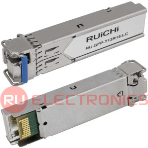 SFP модуль RUICHI RU-SFP-T13R15-LC  Одно волокно Single Mode. Скорость: до 1,25 Гбит/c. Тип   разъема: LC. Расстояние передачи - до 20км. Рабочая длина волны,нм - Tx:1310/Rx:1550.    Поддержка DDM.