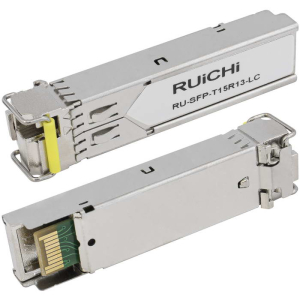 SFP модуль RUICHI RU-SFP-T15R13-LC  Одно волокно Single Mode. Скорость: до 1,25 Гбит/c. Тип   разъема: LC. Расстояние передачи - до 20км. Рабочая длина волны,нм - Tx:1550/Rx:1310.    Поддержка DDM.