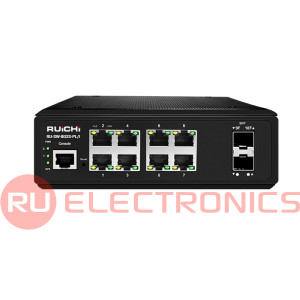 Промышленный управляемый L2+ PoE коммутатор RU-SW-8G2S-PL/I Gigabit Ethernet на 8GE  PoE + 2 GE SFP порта.  Порты: 8xGE (10/100/1000Base-T) с PoE (до 30W) + 2xGE SFP (1000Base-X).  Соответствует  стандартам PoE IEEE 802.3af/at.