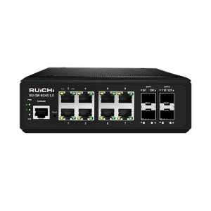 Промышленный управляемый L2+ коммутатор RU-SW-8G4S-L/I Gigabit Ethernet на 8GE PoE + 4   GE SFP порта. Порты: 8xGE (10/100/1000Base-T) + 4xGE SFP (1000Base-X). Поддержка режима   увеличения расстояния передачи данных и питания до 250м.