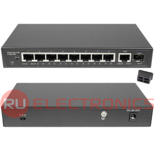 PoE коммутатор RU-SW-8G1S-P Gigabit Ethernet на 8GE PoE + 1 GE SFP порта. Порты: 8xGE   (10/100/1000Base-T) с PoE (до 30W) + 1xGE SFP (1000Base-X). Соответствует стандартам PoE IEEE   802.3af/at. Lite Management.