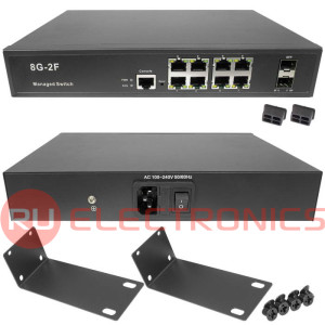 Управляемый L2+ PoE коммутатор Gigabit Ethernet на 8GE PoE + 2 GE SFP порта. Порты: 8xGE  (10/100/1000Base-T) с PoE (до 30W) + 2xGE SFP (1000Base-X). Соответствует стандартам PoE IEEE  802.3af/at.