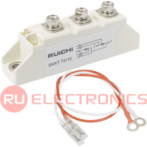SKKT72/12 RUICHI тиристорный модуль, полумост, 87 А, 1200 В, 93 х 20 х 30 мм