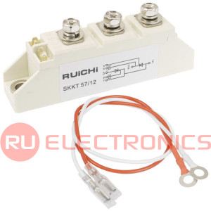 SKKT57/12 RUICHI тиристорный модуль, полумост, 55 А, 1200 В, 93 х 20 х 30 мм