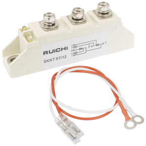 SKKT57/12 RUICHI тиристорный модуль, полумост, 55 А, 1200 В, 93 х 20 х 30 мм