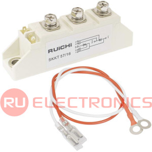 SKKT57/16 RUICHI тиристорный модуль, полумост, 55 А, 1600 В, 93 х 20 х 30 мм