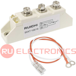 SKKT106/16 RUICHI тиристорный модуль, полумост, 110 А, 1600 В, 93 х 20 х 30 мм