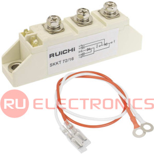 SKKT72/16 RUICHI тиристорный модуль, полумост, 87 А, 1600 В, 93 х 20 х 30 мм