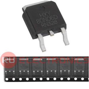 HXY80N06D HXY полевой транзистор (MOSFET), N-канал, 60 В, 80 А, 8 мОм, 33 нКл, TO-252 (DPAK)