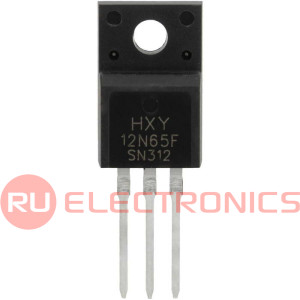 12N65, полевой транзистор (MOSFET) HXY, N-канал, 650 В, 12 А, 0.8 Ом, 40 нКл, корпус TO-220F