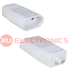 Розетка разборная электрическая RUICHI РТ-002, 6 А, 250 В, пластиковая, прямая, белая