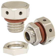 Клапан выравнивания давления RUICHI M8х1.25, 1 л/мин, IP67, -40…+125 °C, корпус - латунь никелированная, уплотнитель - резина силиконовая