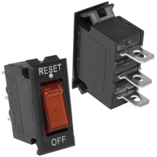 Автоматический выключатель RUICHI M116-B120, 34х28х12.4 мм, OFF-RESERT, 3 P, 20 A, 250 В, постоянный и переменный ток, корпус черный, переключатель клавишный красный