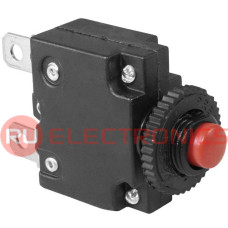 Автоматический выключатель RUICHI L-MZ, 43х28х13.2 мм, 10 А, постоянный и переменный ток, корпус черный, кнопка красная