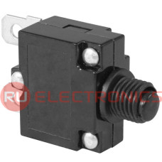 Автоматический выключатель RUICHI L-MZ-01B, 22.8х19х12.2 мм, 15 А, постоянный и переменный ток, корпус черный, кнопка черная