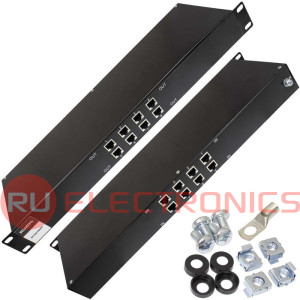 Устройство грозозащиты RUICHI SP-Et8/1000PR для локальной вычислительной сети (скорость     до 1000 Мбит/с) с защитой линий PoE (af/at, методы A + B, контакты 1/2, 3/6, 4/5, 7/8).