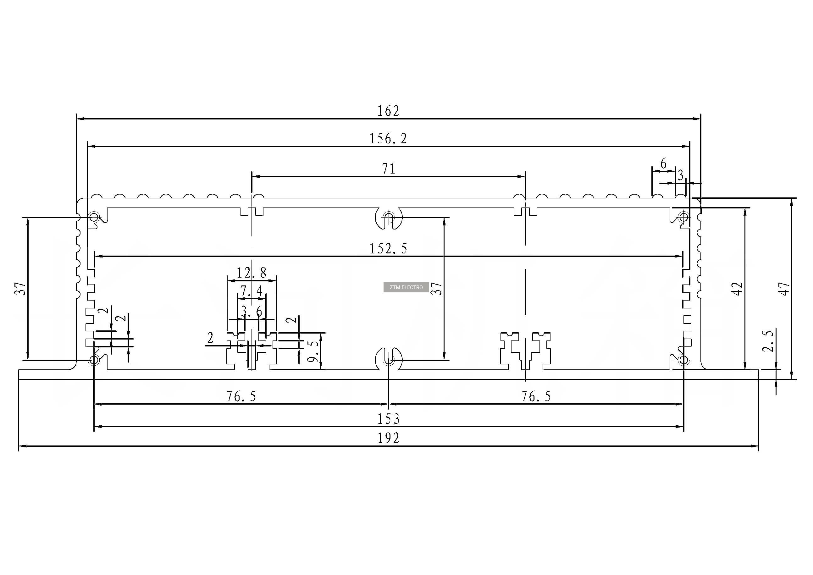 Ruichi Корпус для РЭА приборный из алюминиевого профиля RUICHI Z35B-7, 100x161x46 мм