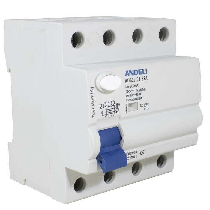 ADB1L-63 4P 63A 300mA тип AC 6kA Andeli