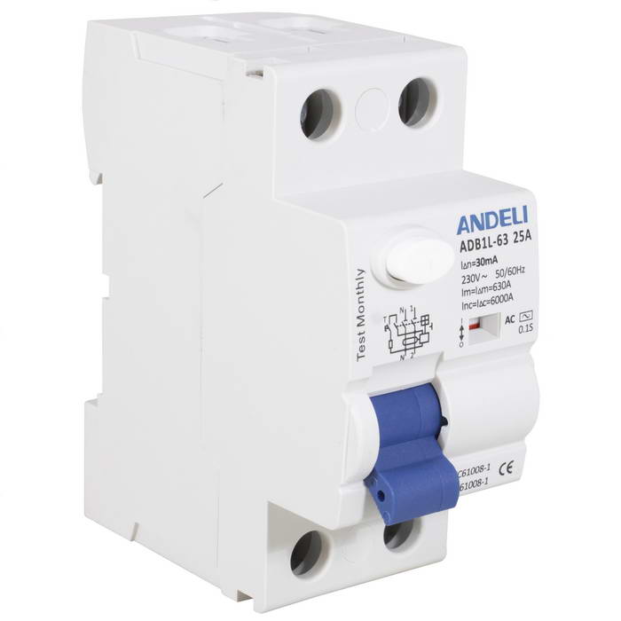 ADB1L-63 2P 25A 30mA тип AC 6kA Andeli