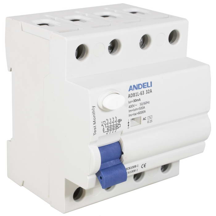 ADB1L-63 4P 32A 30mA тип AC 6kA Andeli