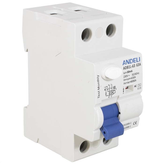 ADB1L-63 2P 63A 30mA тип AC 6kA Andeli